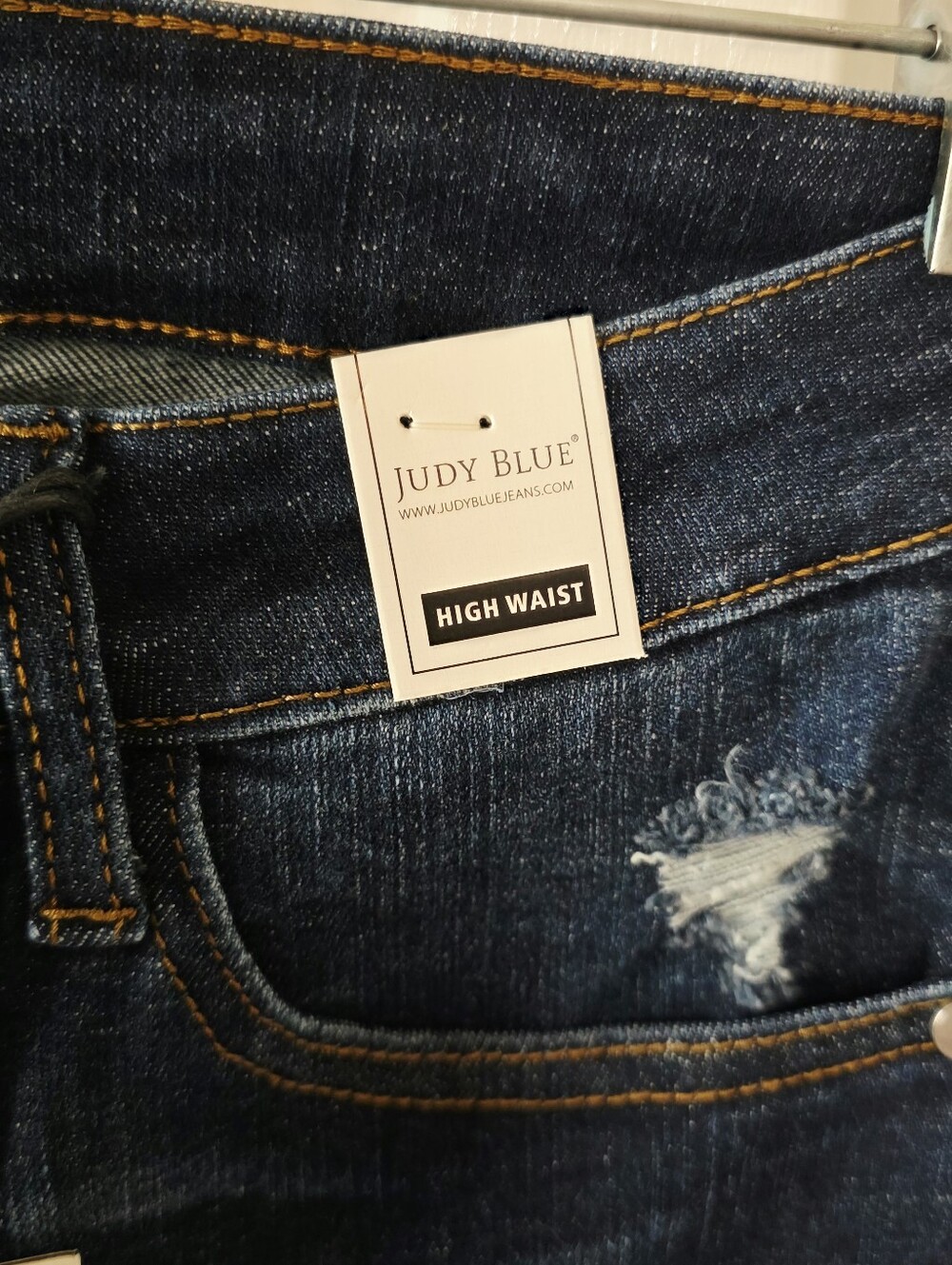 NEW Judy Blue Dark Blue High Waist Distressed Bermuda Jeans Medium - Picture 3 of 5